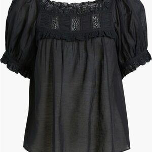 Doen Black Frances Lace inset Detail Blouse